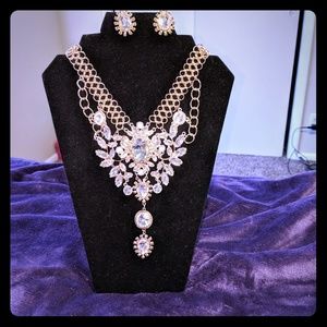 Rhinestone Necklace & Earrings